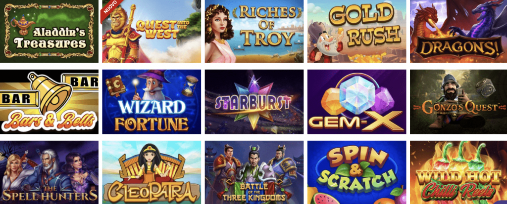 Catalogo dei giochi su WinsPark Casino